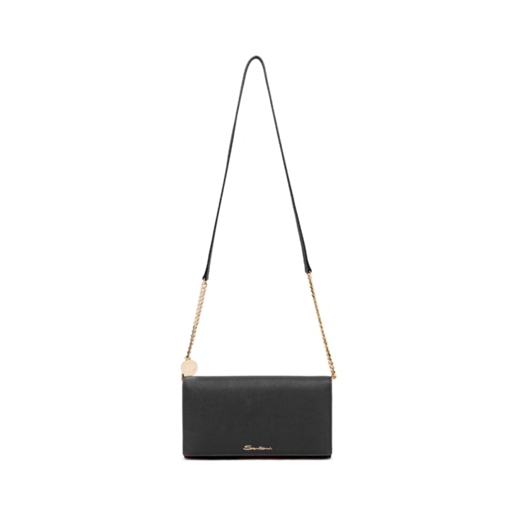 Black Leather Wallet-on-Chain Bag