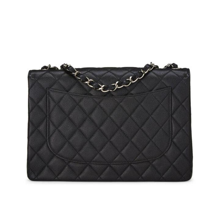 Chanel Quilted Caviar Half Flap Jumbo in Black