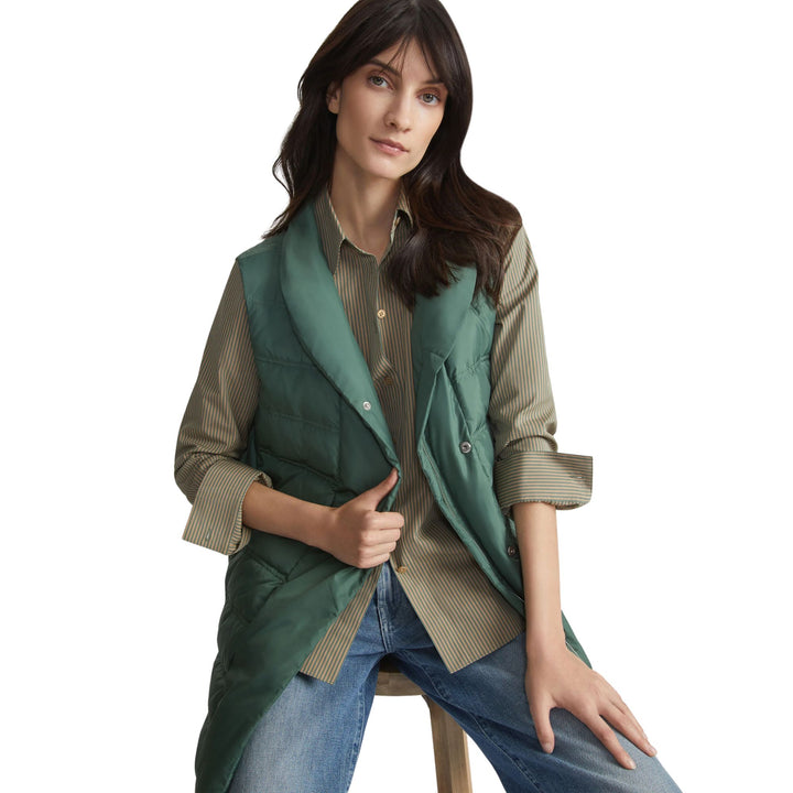 Reversible Shawl Collar Down Vest - Ivy Vine - S