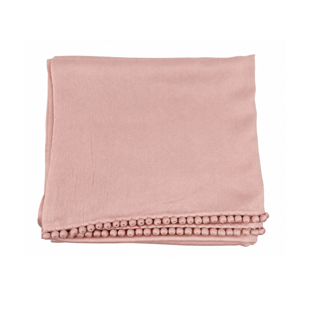 Satin Weave Stole with Satin Ball Fringe in Pansy Pink