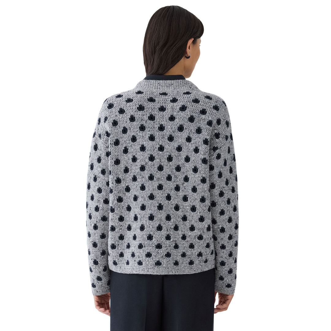 Dot Jacquard V-Neck Sweater
