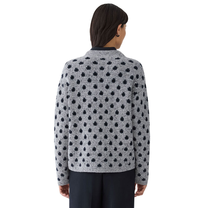 Dot Jacquard V-Neck Sweater