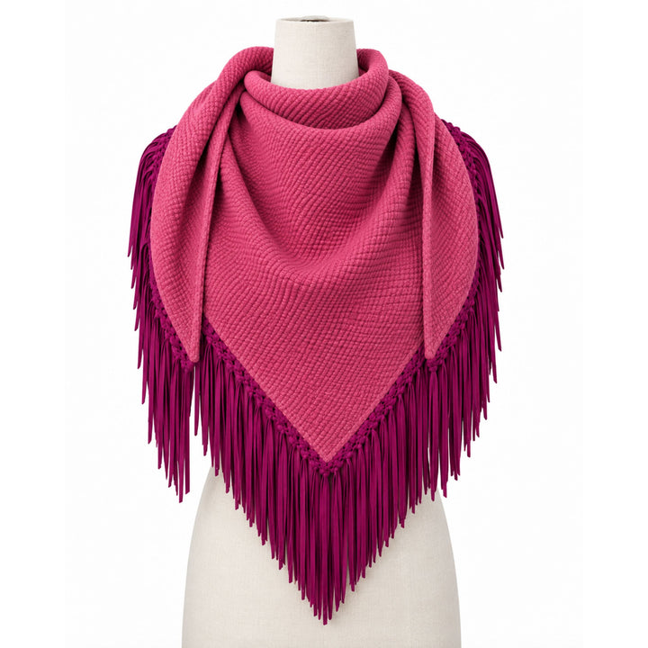 Cervinia Scarf with Leather Fringe in Mauvewood