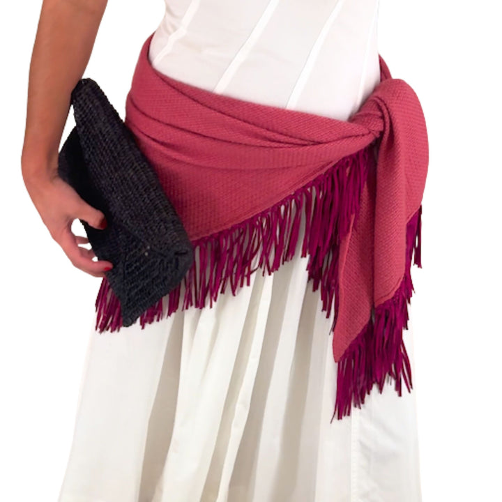 Cervinia Scarf with Leather Fringe in Mauvewood