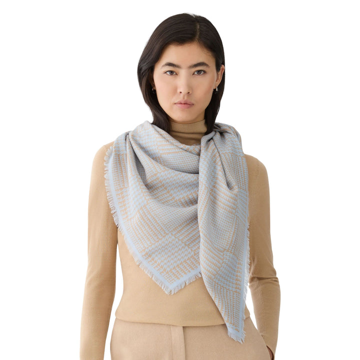Glen Plaid Print Cashmere-Silk Scarf