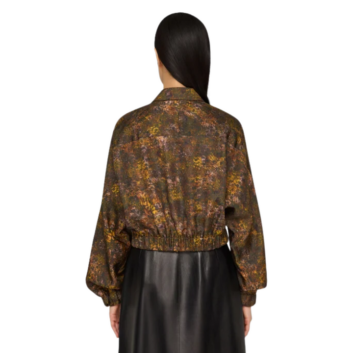 Impression Print Silk-Wool Bomber Jacket
