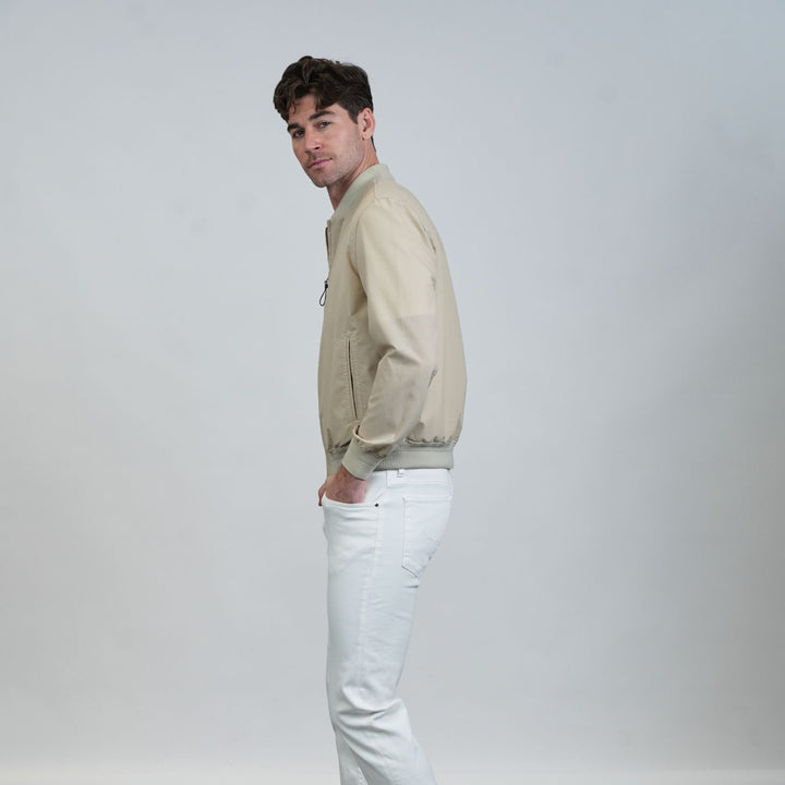 Perforated Microfiber Bomber - Tan
