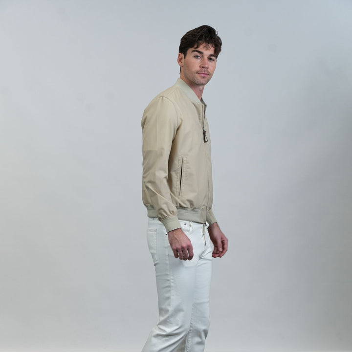 Perforated Microfiber Bomber - Tan