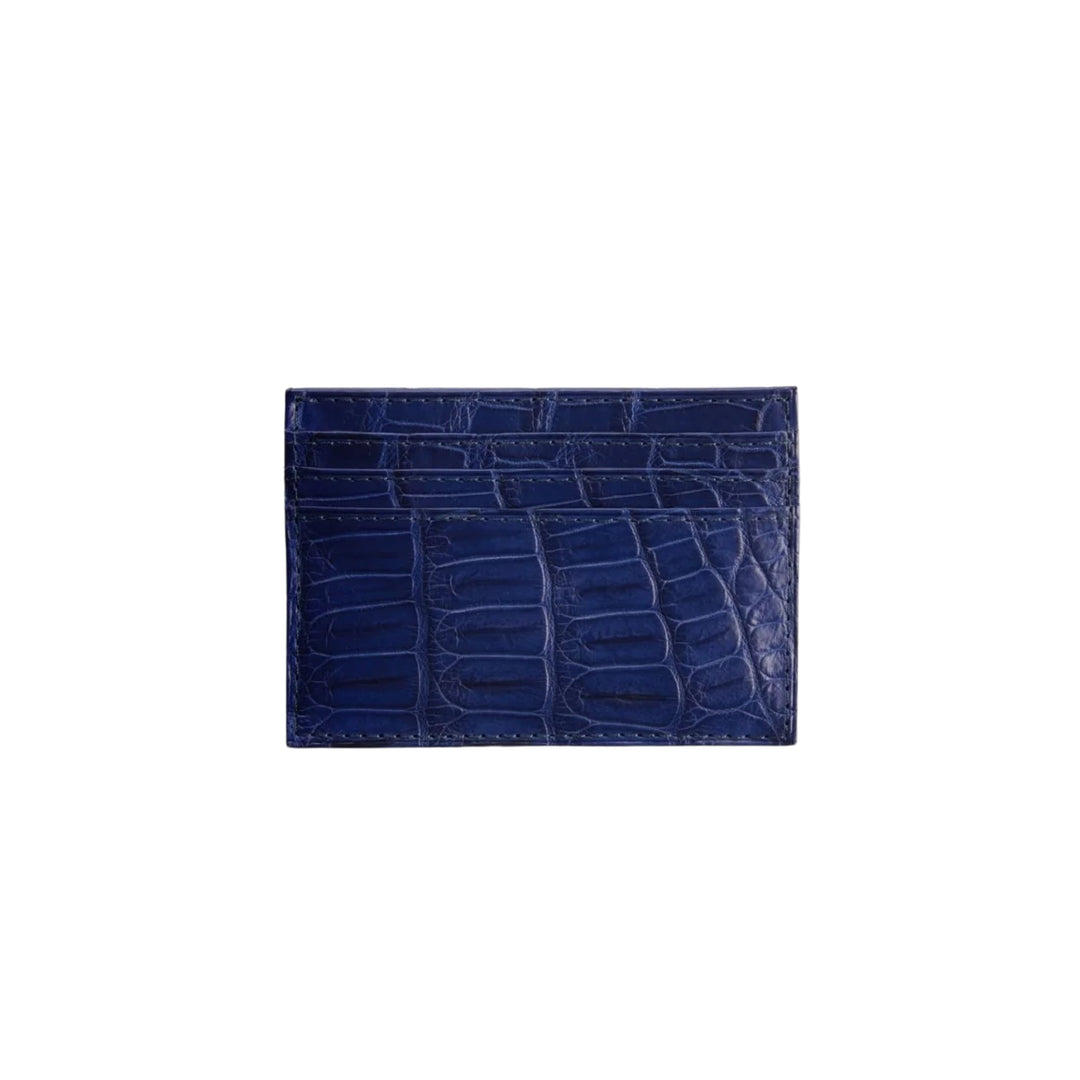 Slim Credit Card Case No. 204 in Sapphire Crocodile