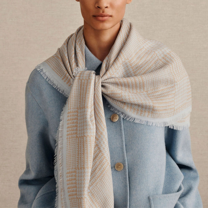 Glen Plaid Print Cashmere-Silk Scarf