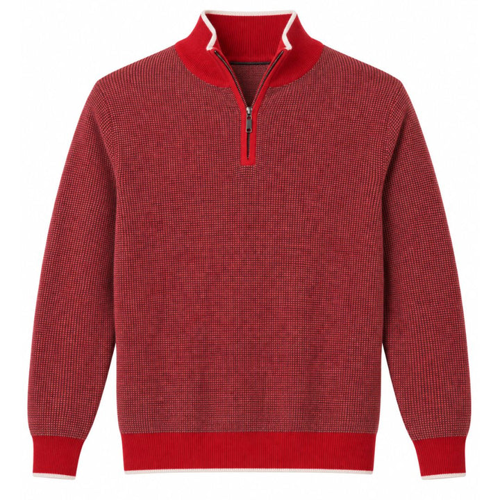 Quarter Zip Cashmere Sweater, Romesco Red