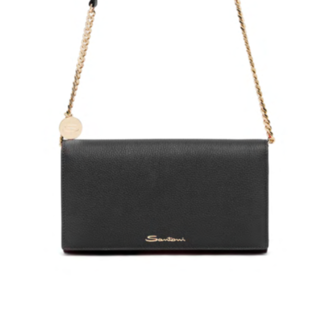 Black Leather Wallet-on-Chain Bag