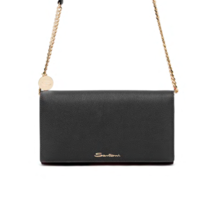 Black Leather Wallet-on-Chain Bag