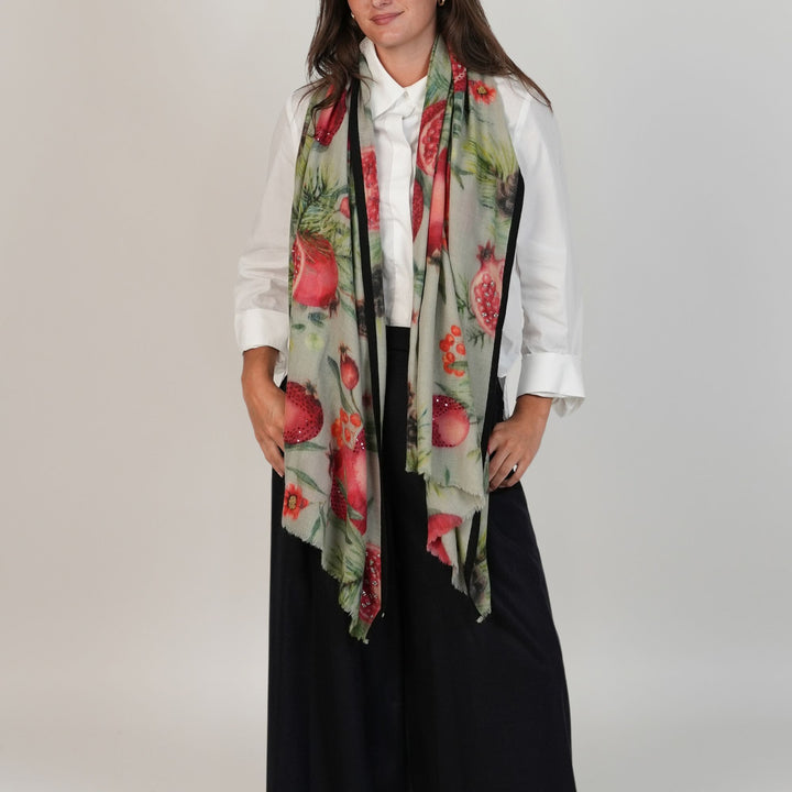 Pomegranates Embroidered Stole
