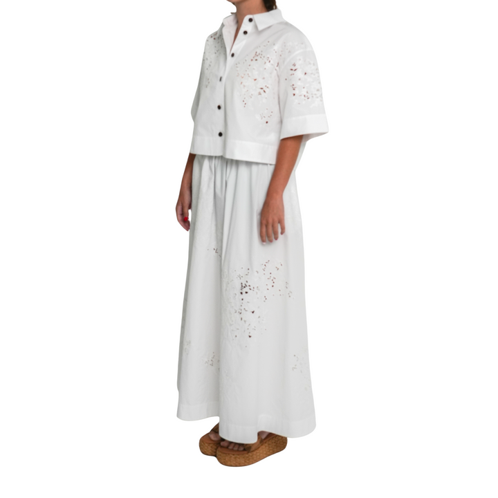 Embroidered A-Line Midi Skirt