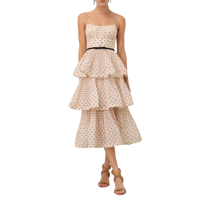 Pleated Tiered Midi Dress