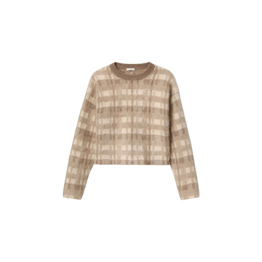 Glen Plaid Jacquard Brushed Cashmere Sweater