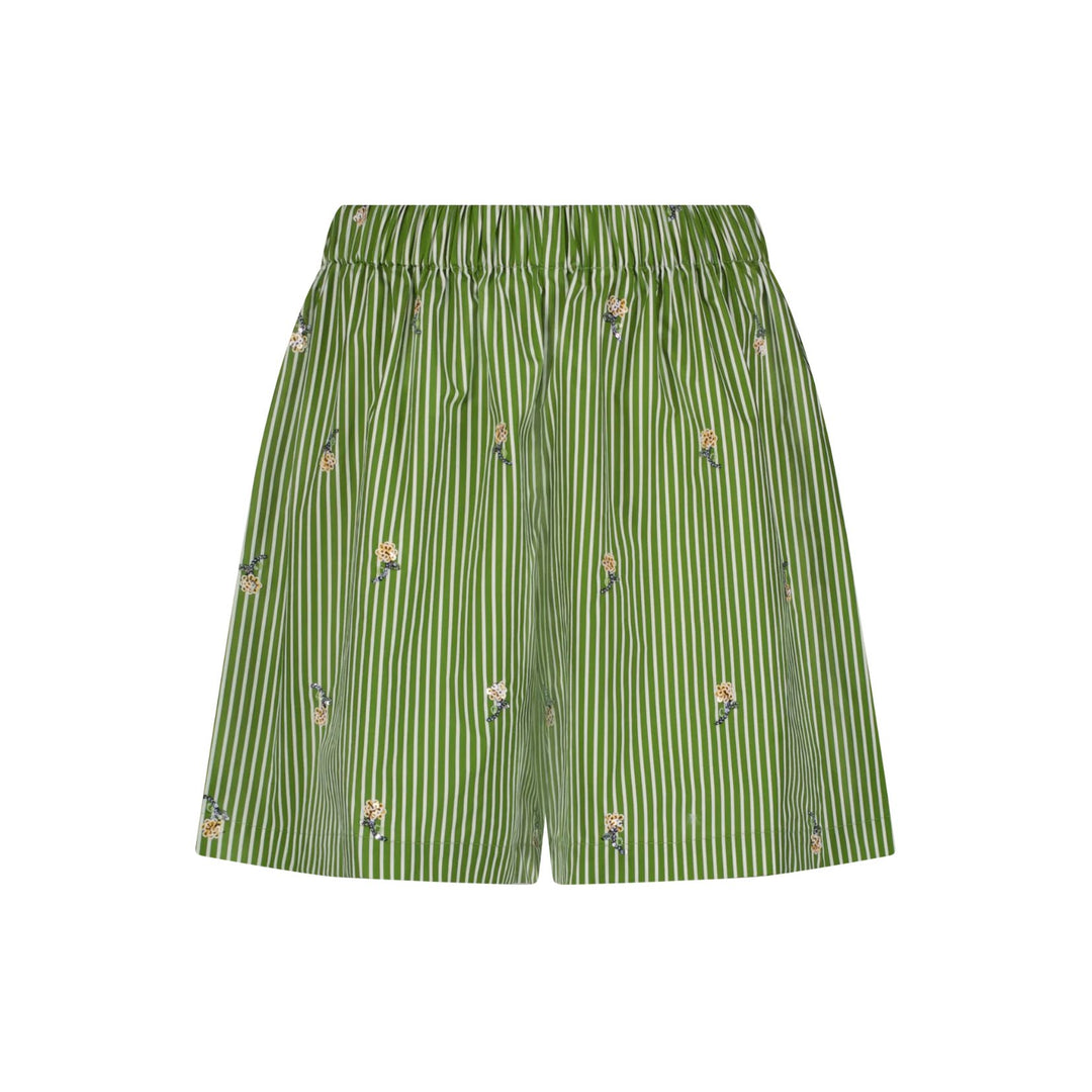 Embroidered Striped Cotton Short