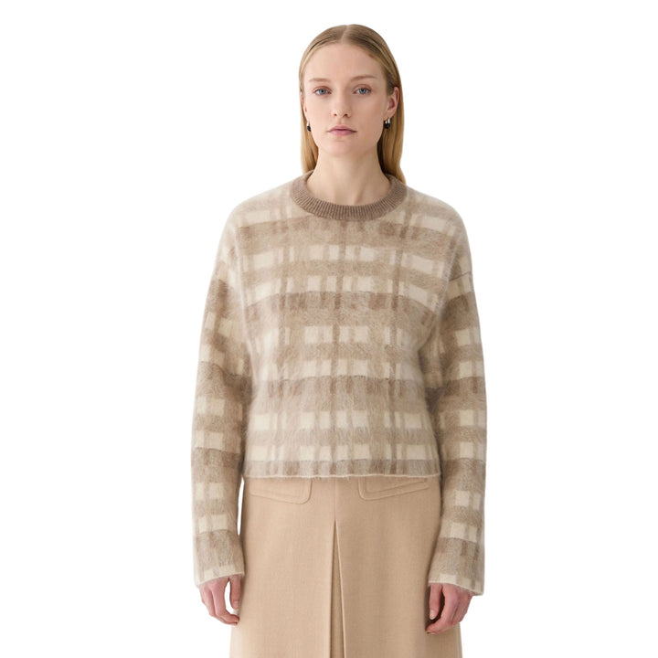 Glen Plaid Jacquard Brushed Cashmere Sweater