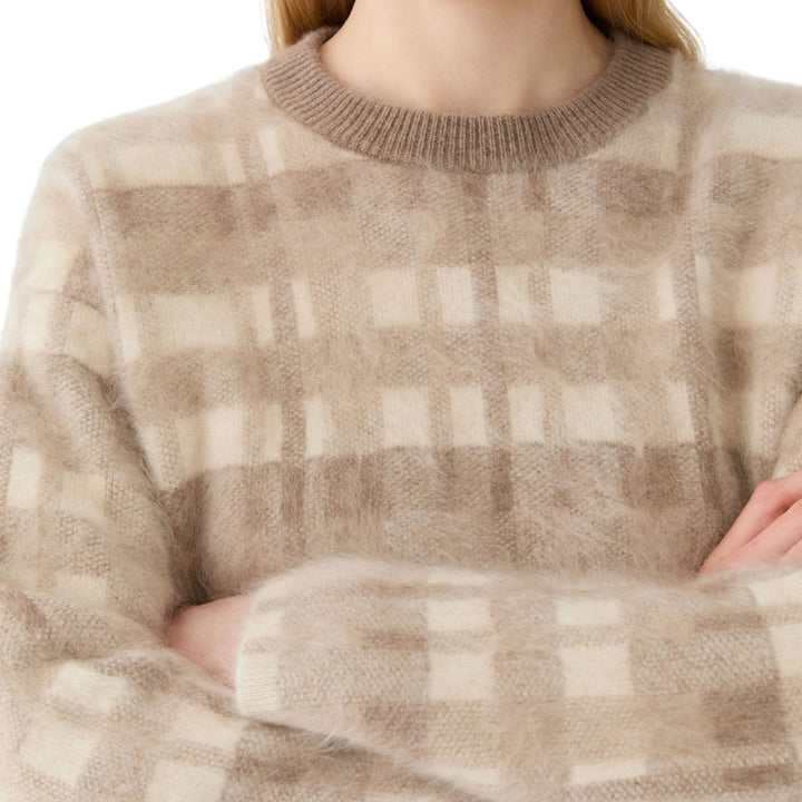 Glen Plaid Jacquard Brushed Cashmere Sweater