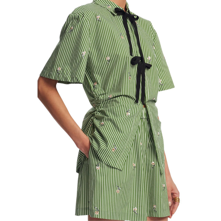 Embroidered Striped Cotton Short