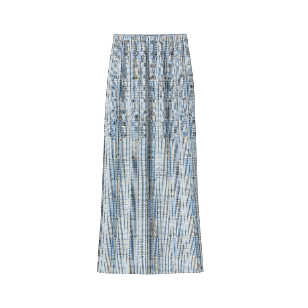 Glen Plaid Print Twill Plissé Skirt