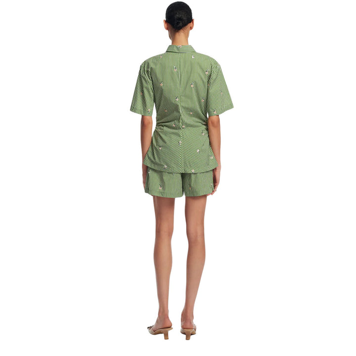 Embroidered Striped Cotton Short