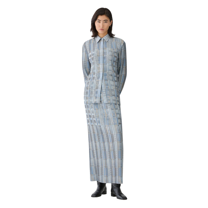 Glen Plaid Print Twill Plissé Skirt