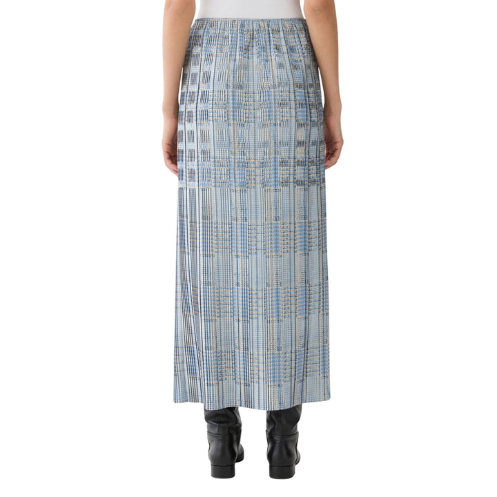 Glen Plaid Print Twill Plissé Skirt