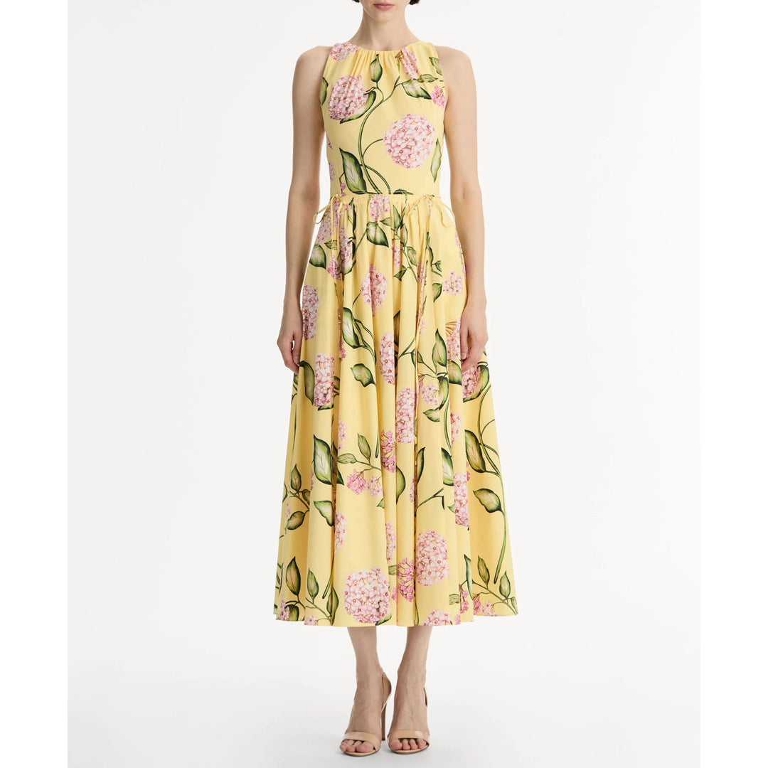 Poplin Floral Pleated Cotton Dress