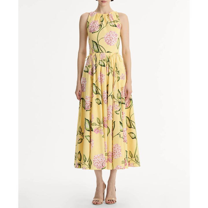Poplin Floral Pleated Cotton Dress