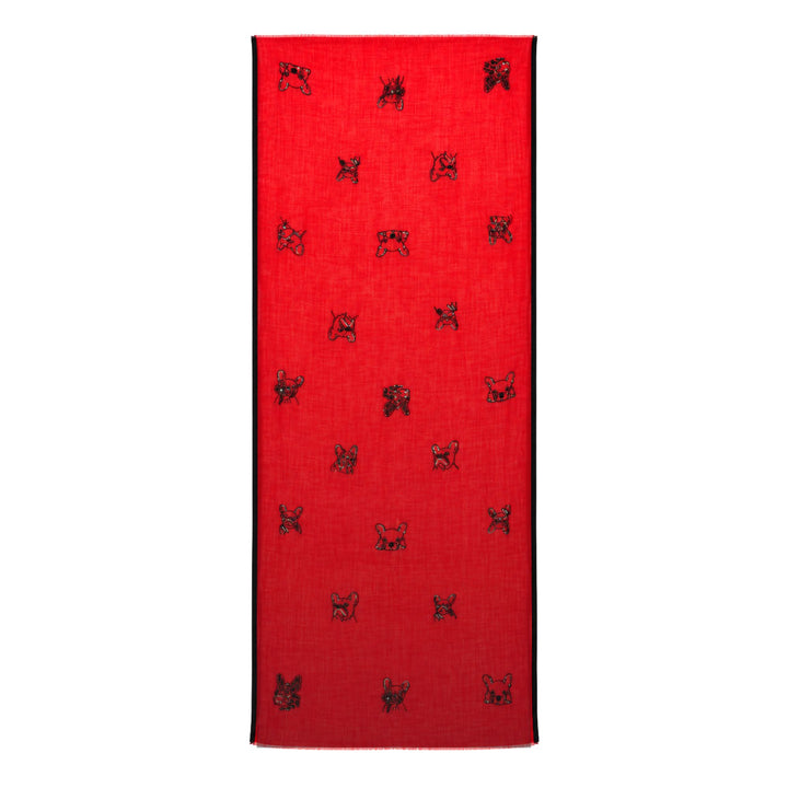 Bull Dog Allover Embroidered Stole