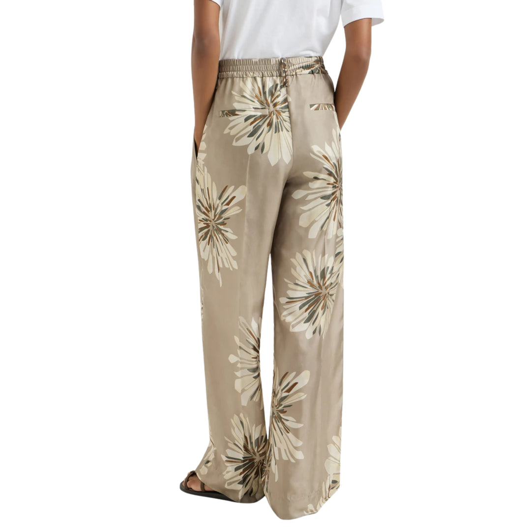 Bloom Print Silk Track Trousers in Dahlia