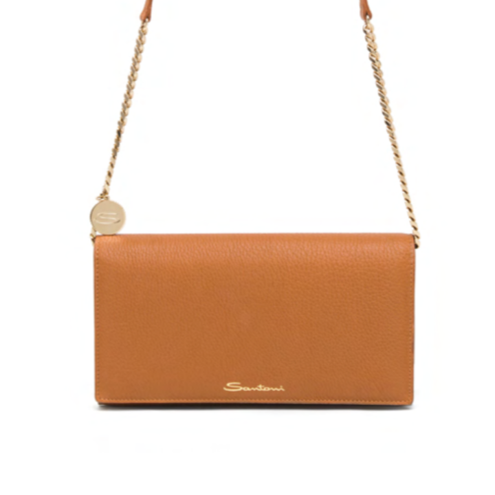 Brown Leather Wallet-on-Chain Bag