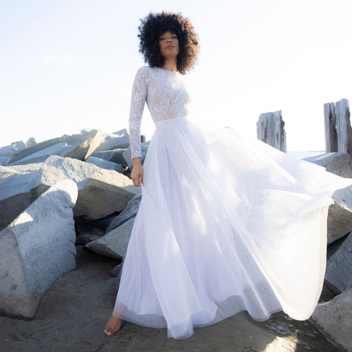 TULLE MAXI SKIRT - Light Blue
