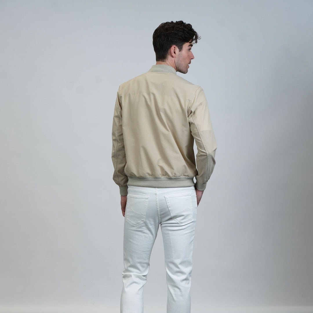 Perforated Microfiber Bomber - Tan