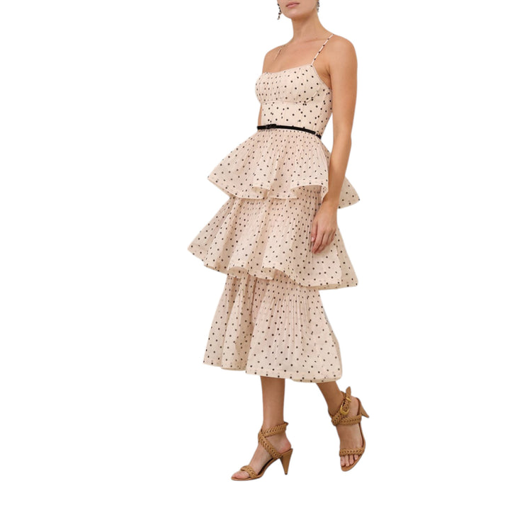 Pleated Tiered Midi Dress