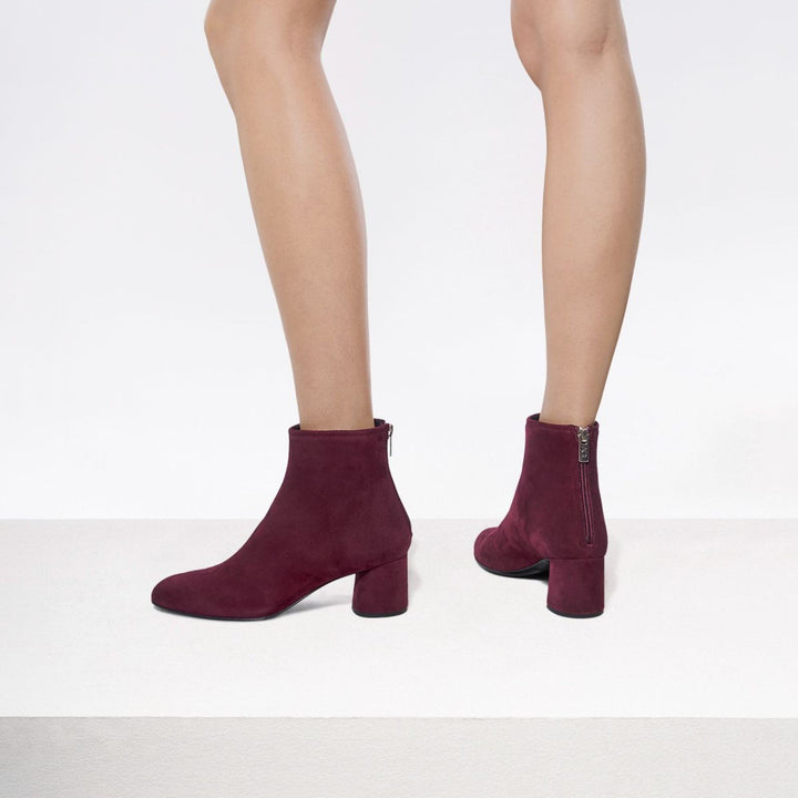 Olga Velour Bootie in Wine