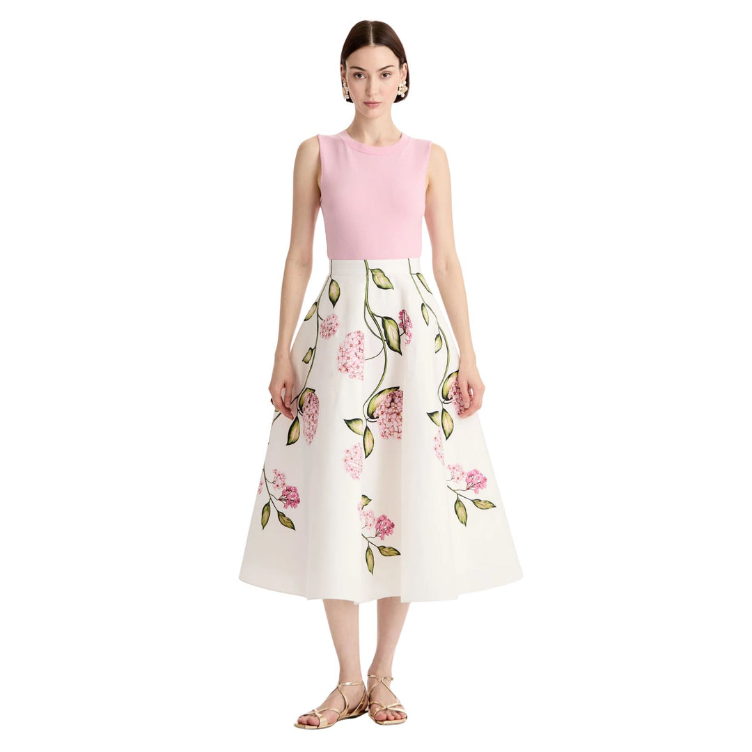 Porcelain Flowers Poplin Skirt