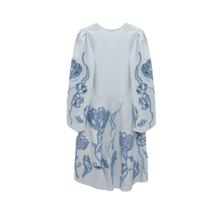 Embroidered Beauty Dress - Whispering Blue