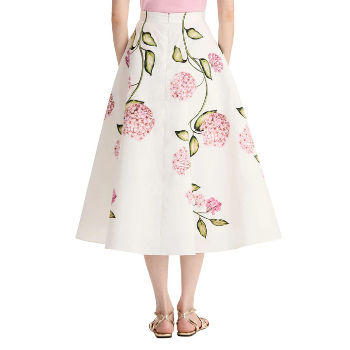 Porcelain Flowers Poplin Skirt