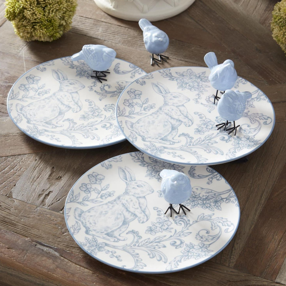 8" Blue & white Dolomite Easter Bunny Plate