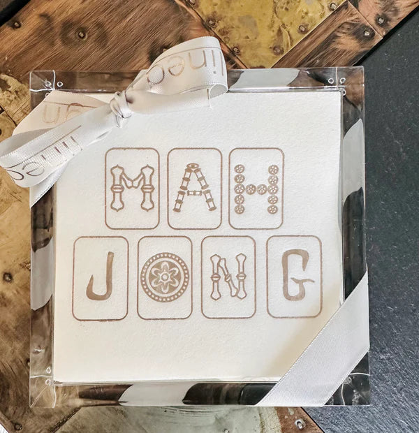 Mah Jong Acrylic Tray and Foil Embossed Napkins Set