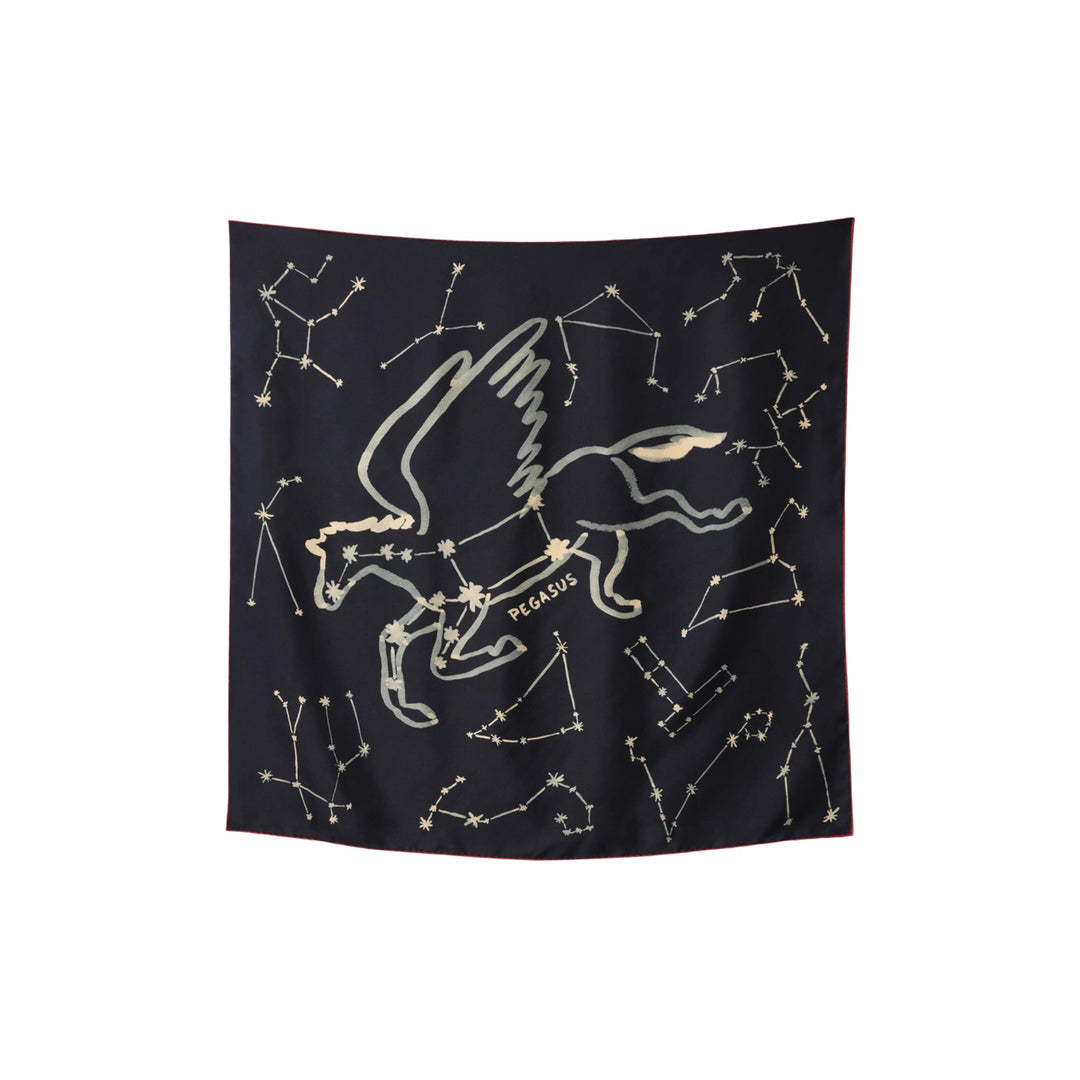 90x90 Silk Twill Conversational Scarf - Ink Multi - O/S