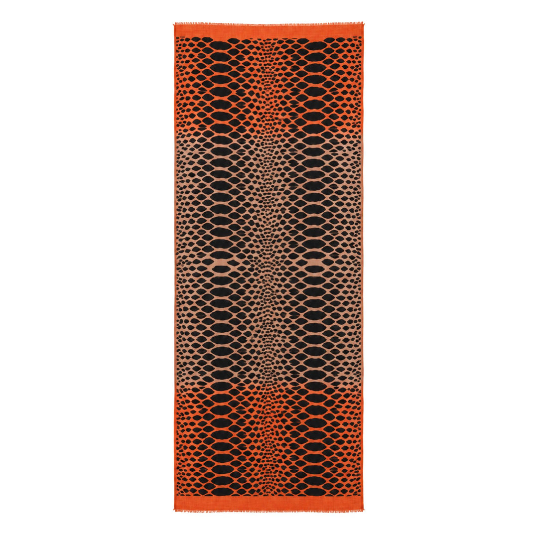 Animal Pattern Stole in Burnt Orange/Light Brown