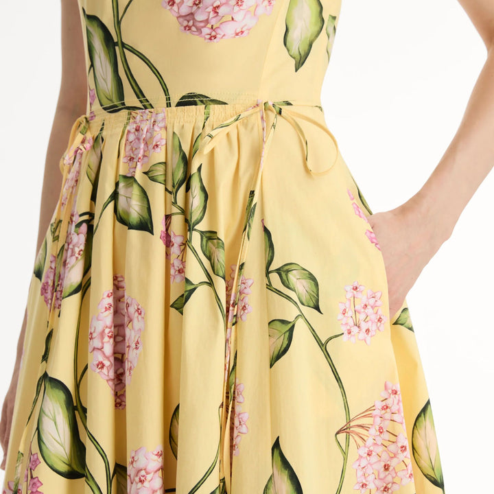 Poplin Floral Pleated Cotton Dress
