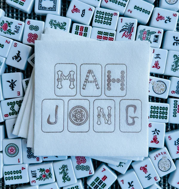 Mah Jong Acrylic Tray and Foil Embossed Napkins Set