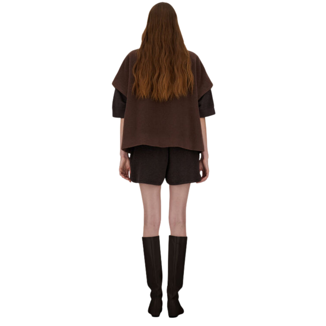 ALPACA BLEND BEAVER-EFFECT JACKET W/ SHORT SLEEVES, ZIP