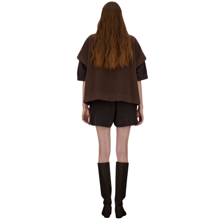 ALPACA BLEND BEAVER-EFFECT JACKET W/ SHORT SLEEVES, ZIP