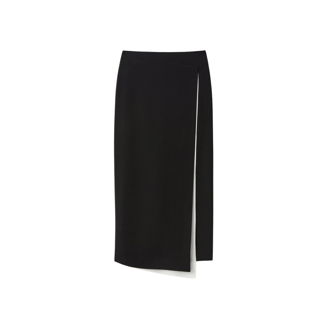 A Line Asymmetrical Skirt With Contrast Detail in Black